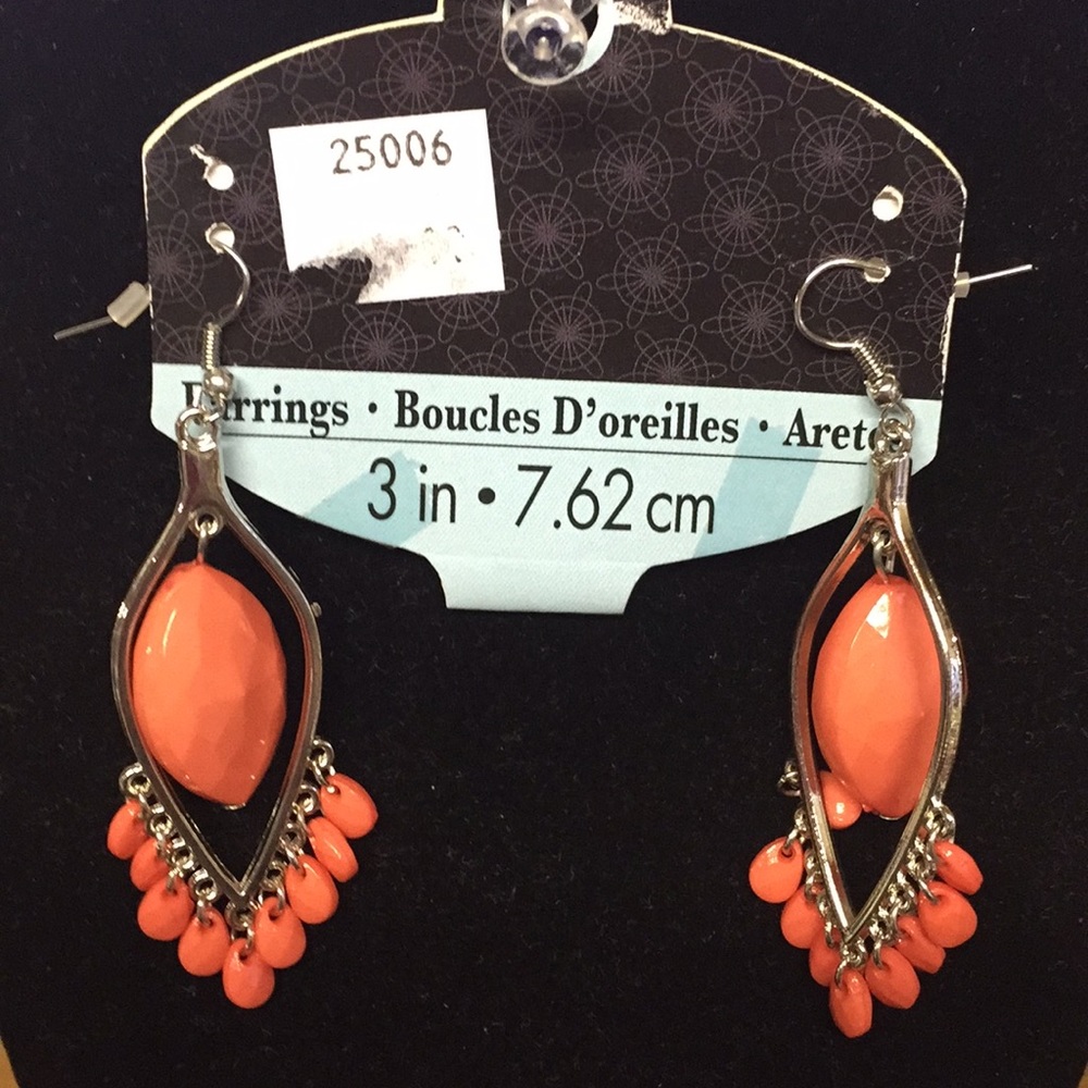 NEW Peach fish hook Earrings